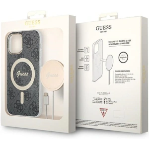Hurtownia GSM - Sada Guess pouzdro + bezdrátová nabíječka GUBPP12MH4EACSK Apple iPhone 12/12 Pro černé/black hard case 4G Print MagSafe - GUE2282 - {ean13} - Hurt