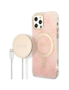 Hurtownia GSM - Zestaw Guess tok + vezeték nélküli töltő GUBPP12MH4EACSP Apple iPhone 12/12 Pro rózsaszín/pink kemény tok 4G Print MagSafe - GUE2283 - {ean13} - Hurt