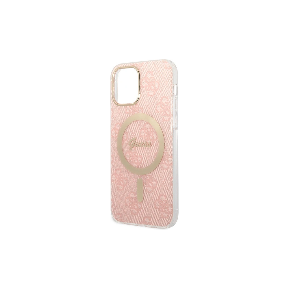 Hurtownia GSM - Zestaw Guess tok + vezeték nélküli töltő GUBPP12MH4EACSP Apple iPhone 12/12 Pro rózsaszín/pink kemény tok 4G Print MagSafe - GUE2283 - {ean13} - Hurt