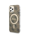Wholesale Guess GUBPP12MH4EACSW Case + Wireless Charger Apple iPhone 12/12 Pro brown hard case 4G Print MagSafe - GUE2284 - {ean13} - Hurt