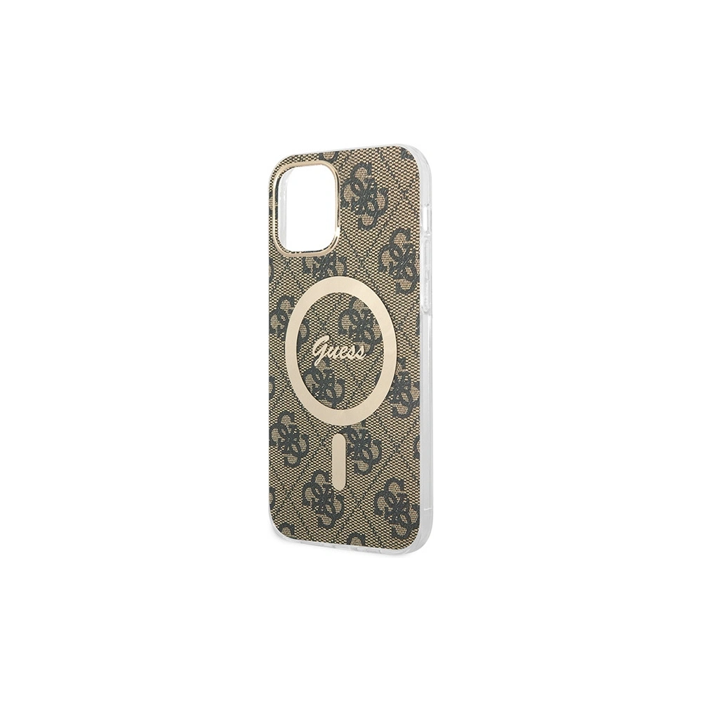 Wholesale Guess GUBPP12MH4EACSW Case + Wireless Charger Apple iPhone 12/12 Pro brown hard case 4G Print MagSafe - GUE2284 - {ean13} - Hurt