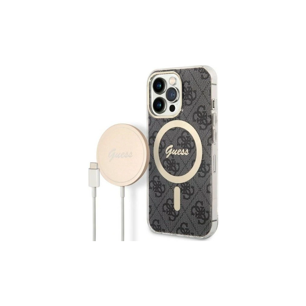 Wholesale Guess GUBPP13LH4EACSK Case + Wireless Charger Apple iPhone 13 Pro black hard case 4G Print MagSafe - GUE2285 - {ean13} - Hurt