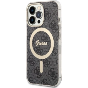 Zestaw Guess etui + ładowarka bezprzewodowa GUBPP13LH4EACSK Apple iPhone 13 Pro czarny/black hard case 4G Print MagSafe