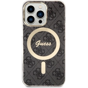 Zestaw Guess etui + ładowarka bezprzewodowa GUBPP13LH4EACSK Apple iPhone 13 Pro czarny/black hard case 4G Print MagSafe