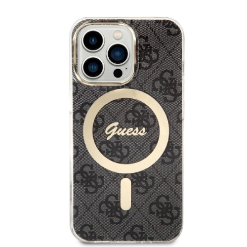 Zestaw Guess etui + ładowarka bezprzewodowa GUBPP13LH4EACSK Apple iPhone 13 Pro czarny/black hard case 4G Print MagSafe