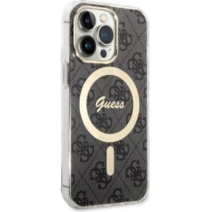 Zestaw Guess etui + ładowarka bezprzewodowa GUBPP13LH4EACSK Apple iPhone 13 Pro czarny/black hard case 4G Print MagSafe
