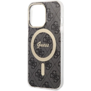 Zestaw Guess etui + ładowarka bezprzewodowa GUBPP13LH4EACSK Apple iPhone 13 Pro czarny/black hard case 4G Print MagSafe