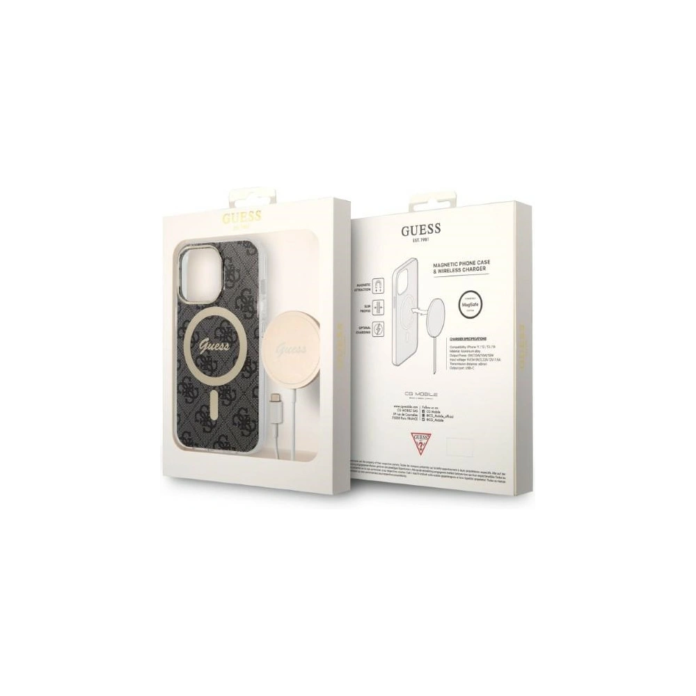 Wholesale Guess GUBPP13LH4EACSK Case + Wireless Charger Apple iPhone 13 Pro black hard case 4G Print MagSafe - GUE2285 - {ean13} - Hurt