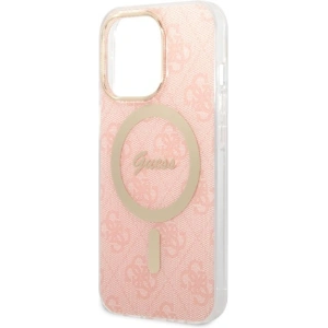 Zestaw Guess etui + ładowarka bezprzewodowa GUBPP13LH4EACSP Apple iPhone 13 Pro różowy/pink hard case 4G Print MagSafe
