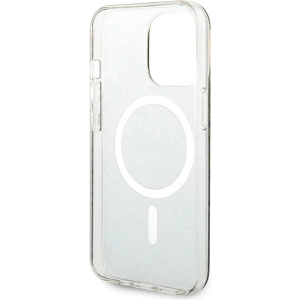 Zestaw Guess etui + ładowarka bezprzewodowa GUBPP13LH4EACSW Apple iPhone 13 Pro brązowy/brown hard case 4G Print MagSafe