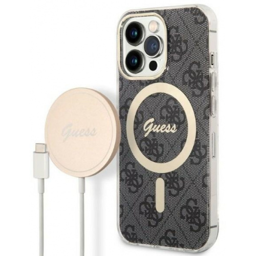 Guess Distributor - 3666339102807 - GUE2288 - Guess GUBPP13XH4EACSK Case + Wireless Charger Apple iPhone 13 Pro Max black hard case 4G Print MagSafe - B2B homescreen