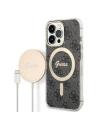 Sada Guess pouzdro + bezdrátová nabíječka GUBPP13XH4EACSK Apple iPhone 13 Pro Max černé/black hard case 4G Print MagSafe