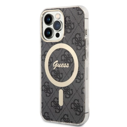 Zestaw Guess etui + ładowarka bezprzewodowa GUBPP13XH4EACSK Apple iPhone 13 Pro Max czarny/black hard case 4G Print MagSafe