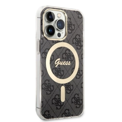 Zestaw Guess etui + ładowarka bezprzewodowa GUBPP13XH4EACSK Apple iPhone 13 Pro Max czarny/black hard case 4G Print MagSafe