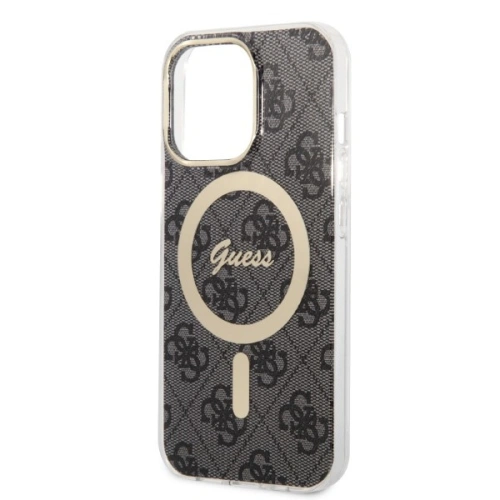 Zestaw Guess etui + ładowarka bezprzewodowa GUBPP13XH4EACSK Apple iPhone 13 Pro Max czarny/black hard case 4G Print MagSafe