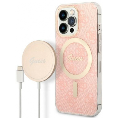 Guess Distributor - 3666339103033 - GUE2289 - Guess GUBPP13XH4EACSP Case + Wireless Charger Apple iPhone 13 Pro Max pink hard case 4G Print MagSafe - B2B homescreen