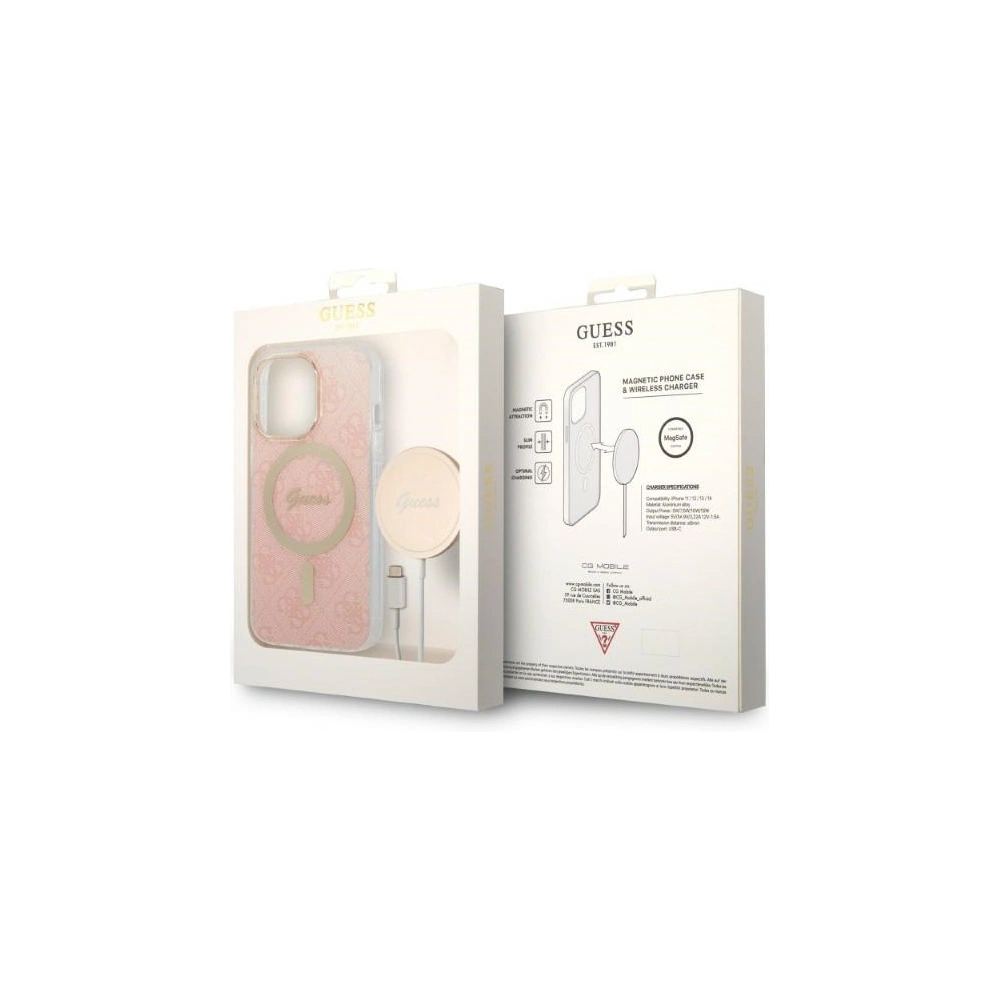 Hurtownia GSM - Sada Guess pouzdro + bezdrátová nabíječka GUBPP13XH4EACSP Apple iPhone 13 Pro Max růžová/pink hard case 4G Print MagSafe - GUE2289 - {ean13} - Hurt