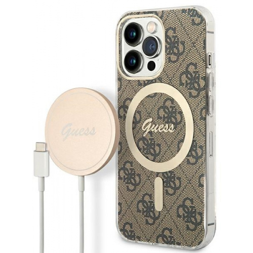 Guess Distributor - 3666339102883 - GUE2290 - Guess GUBPP13XH4EACSW Case + Wireless Charger Apple iPhone 13 Pro Max brown hard case 4G Print MagSafe - B2B homescreen