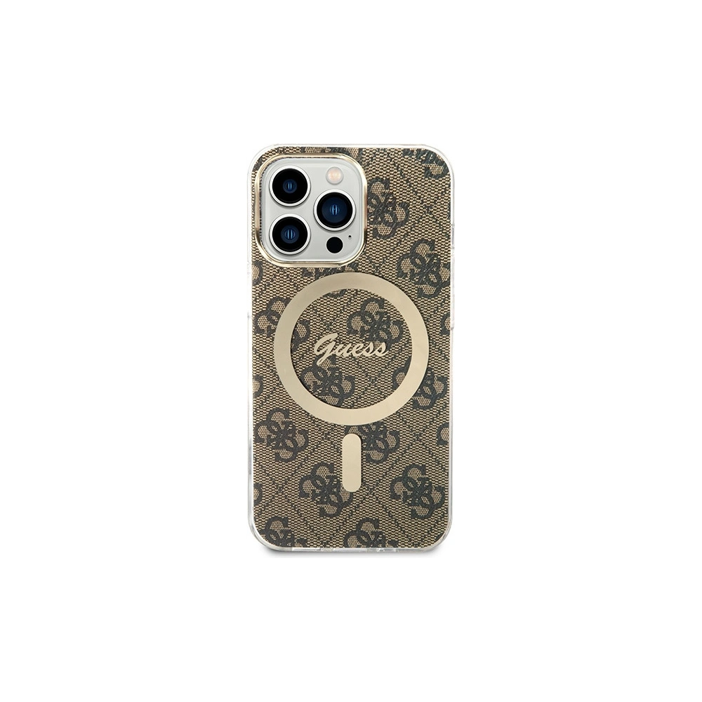 Hurtownia GSM - Set Guess husă + încărcător wireless GUBPP13XH4EACSW Apple iPhone 13 Pro Max maro/brown hard case 4G Print MagSafe - GUE2290 - {ean13} - Hurt