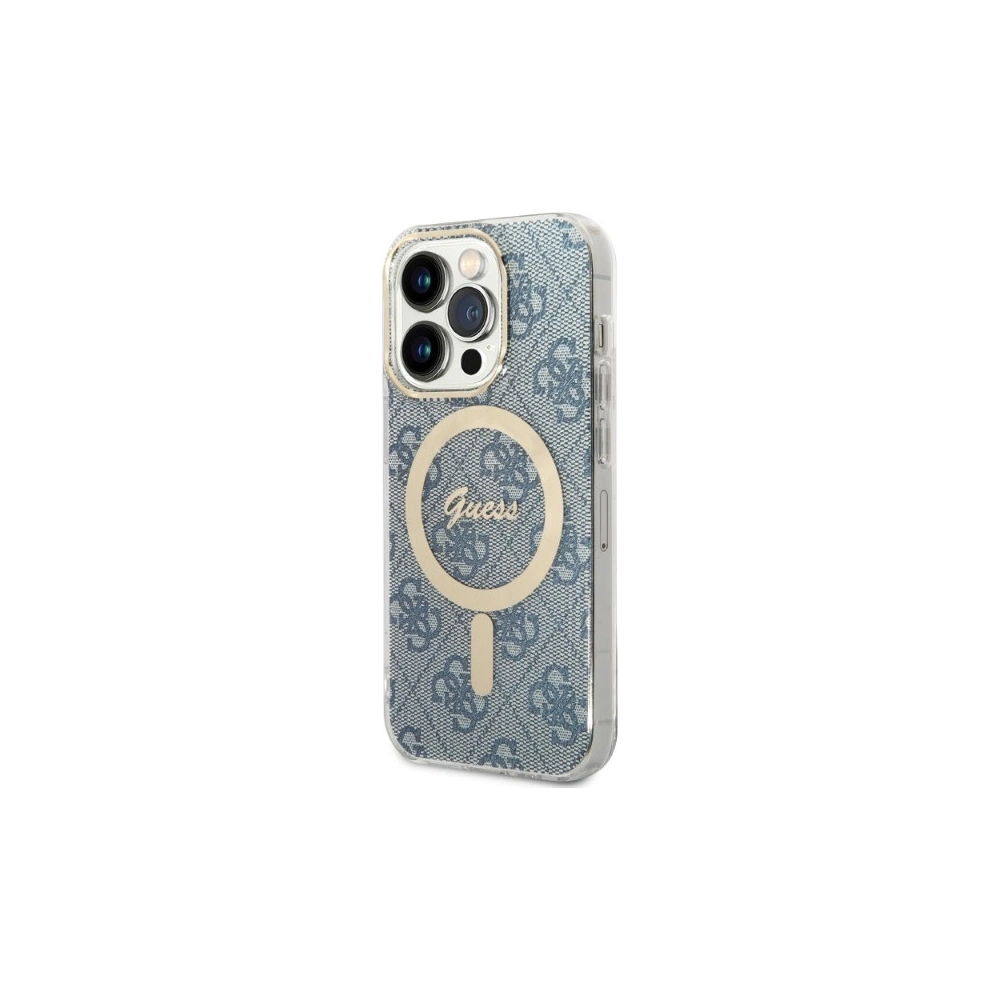 Hurtownia GSM - Sada Guess pouzdro + bezdrátová nabíječka GUBPP14LH4EACSB Apple iPhone 14 Pro modrá/blue hard case 4G Print MagSafe - GUE2291 - {ean13} - Hurt