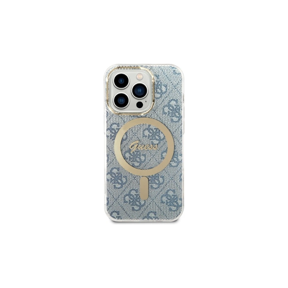 Hurtownia GSM - Sada Guess pouzdro + bezdrátová nabíječka GUBPP14LH4EACSB Apple iPhone 14 Pro modrá/blue hard case 4G Print MagSafe - GUE2291 - {ean13} - Hurt