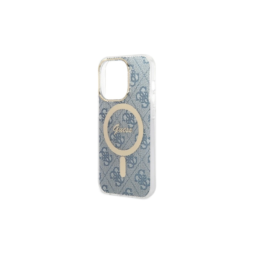 Hurtownia GSM - Sada Guess pouzdro + bezdrátová nabíječka GUBPP14LH4EACSB Apple iPhone 14 Pro modrá/blue hard case 4G Print MagSafe - GUE2291 - {ean13} - Hurt