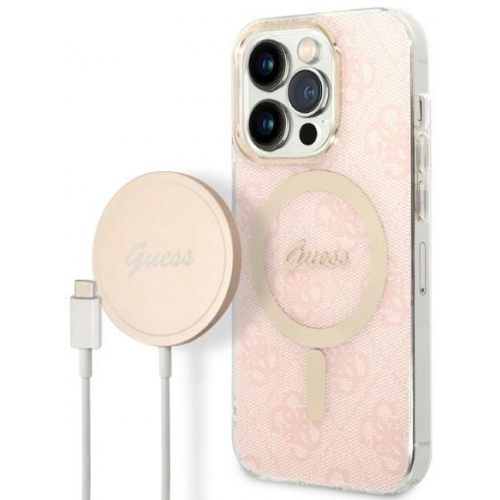 Guess Distributor - 3666339103064 - GUE2293 - Guess GUBPP14LH4EACSP Case + Wireless Charger Apple iPhone 14 Pro pink hard case 4G Print MagSafe - B2B homescreen