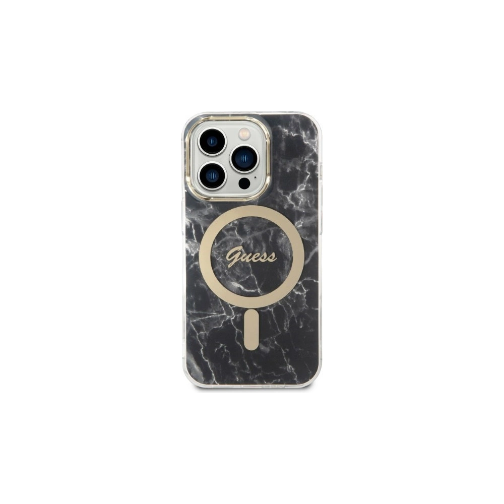 Hurtownia GSM - Zestaw Guess tok + vezeték nélküli töltő GUBPP14LHMEACSK Apple iPhone 14 Pro fekete/black kemény tok Marble MagSafe - GUE2298 - {ean13} - Hurt