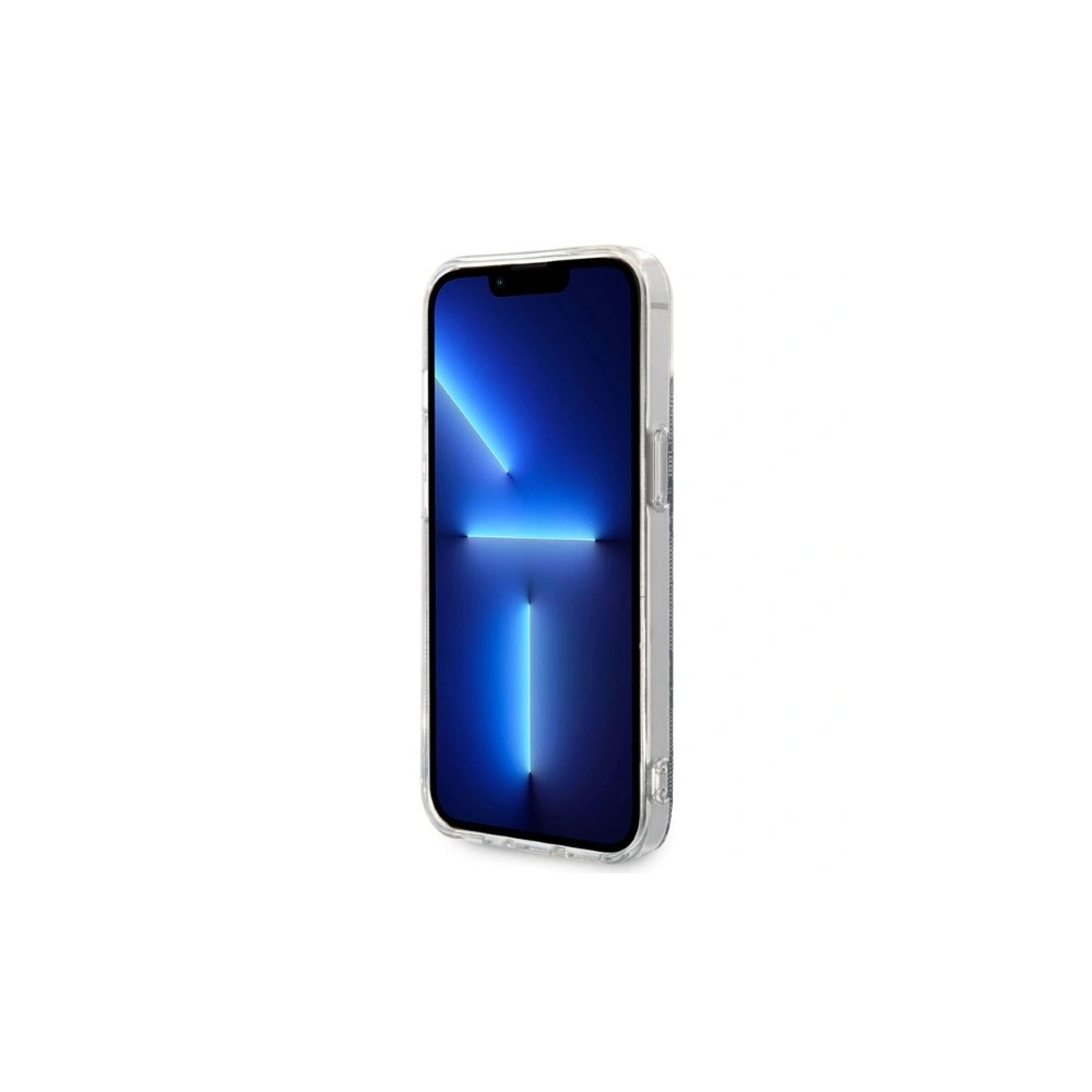 Set Guess husă + încărcător wireless GUBPP14MH4EACSB Apple iPhone 14 Plus / 15 Plus albastru/blue hard case 4G Print MagSafe