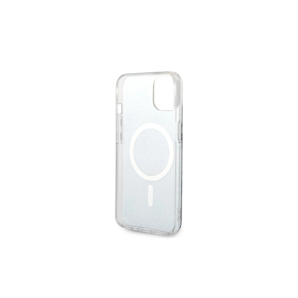 Set Guess husă + încărcător wireless GUBPP14MH4EACSB Apple iPhone 14 Plus / 15 Plus albastru/blue hard case 4G Print MagSafe