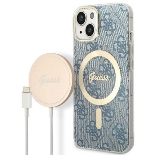 Guess Distributor - 3666339102968 - GUE2305 - Guess GUBPP14SH4EACSB Case + Wireless Charger Apple iPhone 14 blue hard case 4G Print MagSafe - B2B homescreen