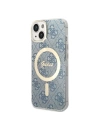 Hurtownia GSM - Set Guess pouzdro + bezdrátová nabíječka GUBPP14SH4EACSB Apple iPhone 14 modrá/blue hard case 4G Print MagSafe - GUE2305 - {ean13} - Hurt