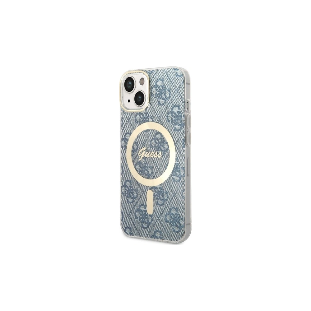 Hurtownia GSM - Set Guess pouzdro + bezdrátová nabíječka GUBPP14SH4EACSB Apple iPhone 14 modrá/blue hard case 4G Print MagSafe - GUE2305 - {ean13} - Hurt