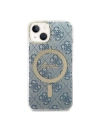 Wholesale Guess GUBPP14SH4EACSB Case + Wireless Charger Apple iPhone 14 blue hard case 4G Print MagSafe - GUE2305 - {ean13} - Hurt