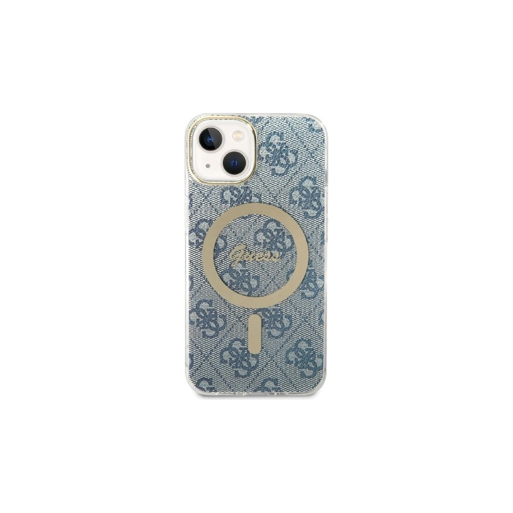 Hurtownia GSM - Set Guess pouzdro + bezdrátová nabíječka GUBPP14SH4EACSB Apple iPhone 14 modrá/blue hard case 4G Print MagSafe - GUE2305 - {ean13} - Hurt