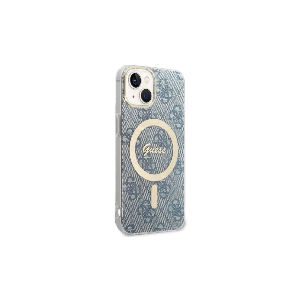 Hurtownia GSM - Set Guess pouzdro + bezdrátová nabíječka GUBPP14SH4EACSB Apple iPhone 14 modrá/blue hard case 4G Print MagSafe - GUE2305 - {ean13} - Hurt
