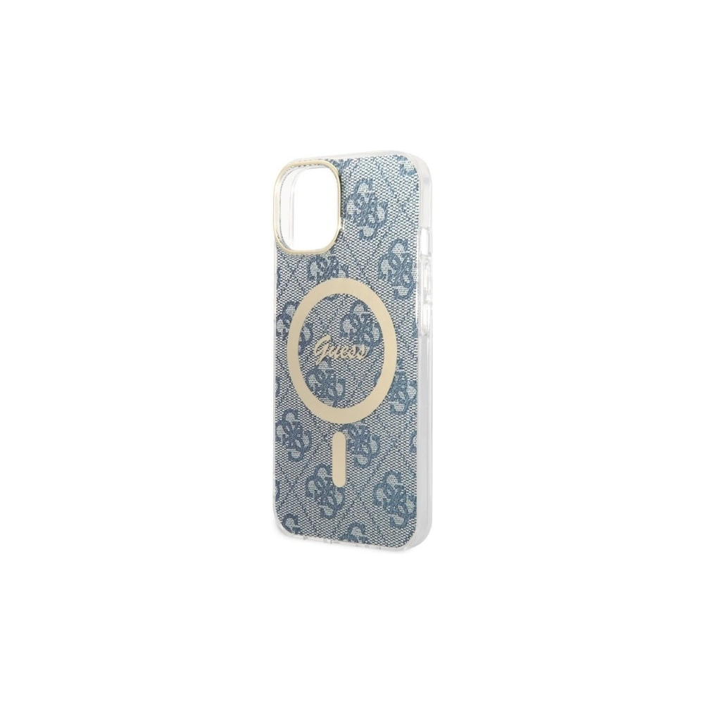 Hurtownia GSM - Set Guess pouzdro + bezdrátová nabíječka GUBPP14SH4EACSB Apple iPhone 14 modrá/blue hard case 4G Print MagSafe - GUE2305 - {ean13} - Hurt