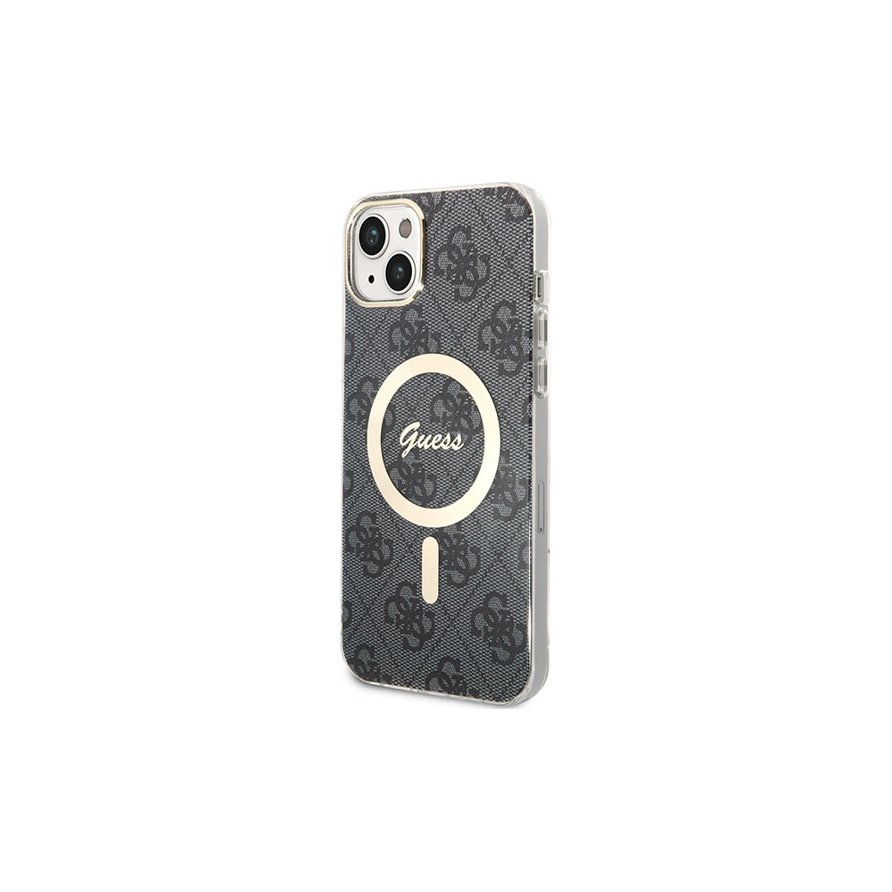 Hurtownia GSM - Sada Guess pouzdro + bezdrátová nabíječka GUBPP14SH4EACSK Apple iPhone 14 černá/black hard case 4G Print MagSafe - GUE2306 - {ean13} - Hurt