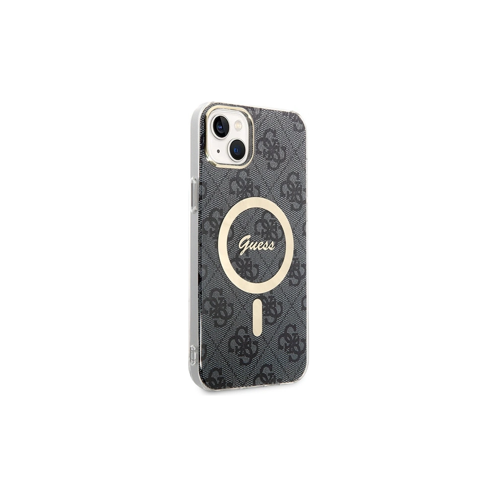 Hurtownia GSM - Sada Guess pouzdro + bezdrátová nabíječka GUBPP14SH4EACSK Apple iPhone 14 černá/black hard case 4G Print MagSafe - GUE2306 - {ean13} - Hurt