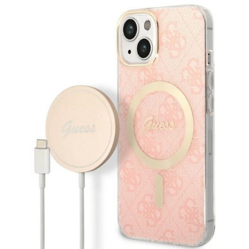 Guess Distributor - 3666339103040 - GUE2307 - Guess GUBPP14SH4EACSP Case + Wireless Charger Apple iPhone 14 pink hard case 4G Print MagSafe - B2B homescreen