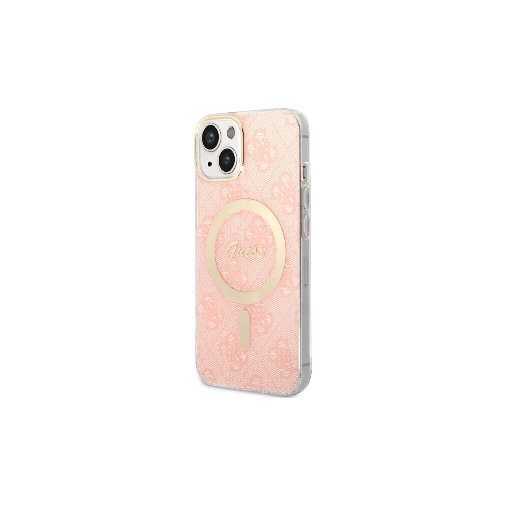 Hurtownia GSM - Set Guess husă + încărcător wireless GUBPP14SH4EACSP Apple iPhone 14 roz/pink hard case 4G Print MagSafe - GUE2307 - {ean13} - Hurt