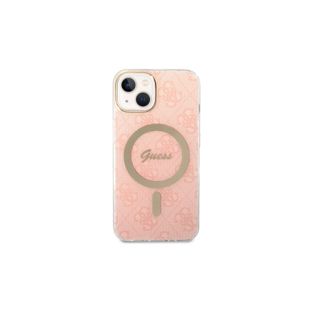 Hurtownia GSM - Sada Guess pouzdro + bezdrátová nabíječka GUBPP14SH4EACSP Apple iPhone 14 růžový/pink hard case 4G Print MagSafe - GUE2307 - {ean13} - Hurt