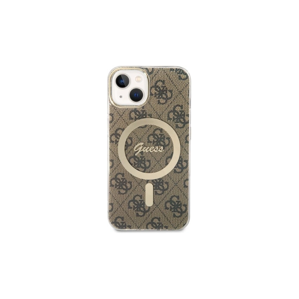 Hurtownia GSM - Set Guess husă + încărcător wireless GUBPP14SH4EACSW Apple iPhone 14 maro/brown hard case 4G Print MagSafe - GUE2308 - {ean13} - Hurt