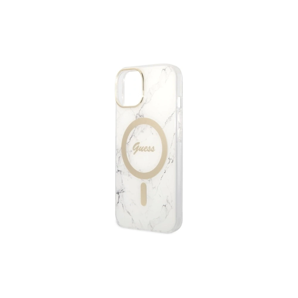 Hurtownia GSM - Set Guess husă + încărcător wireless GUBPP14SHMEACSH Apple iPhone 14 alb/white hard case Marble MagSafe - GUE2309 - {ean13} - Hurt