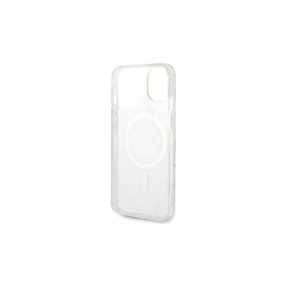 Hurtownia GSM - Set Guess husă + încărcător wireless GUBPP14SHMEACSH Apple iPhone 14 alb/white hard case Marble MagSafe - GUE2309 - {ean13} - Hurt