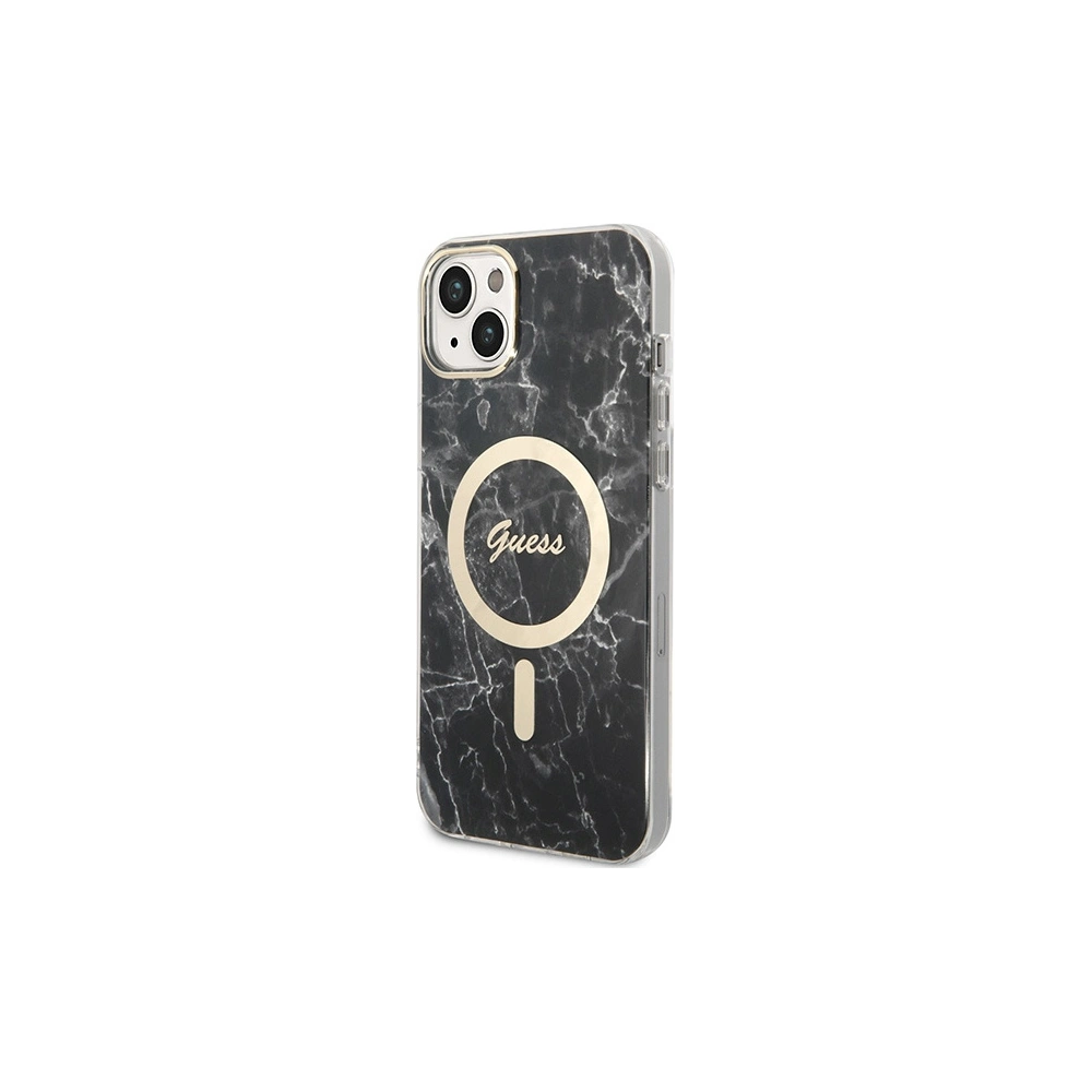 Hurtownia GSM - Set Guess husă + încărcător wireless GUBPP14SHMEACSK Apple iPhone 14 negru/black hard case Marble MagSafe - GUE2310 - {ean13} - Hurt
