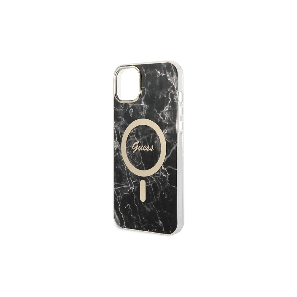 Hurtownia GSM - Set Guess husă + încărcător wireless GUBPP14SHMEACSK Apple iPhone 14 negru/black hard case Marble MagSafe - GUE2310 - {ean13} - Hurt
