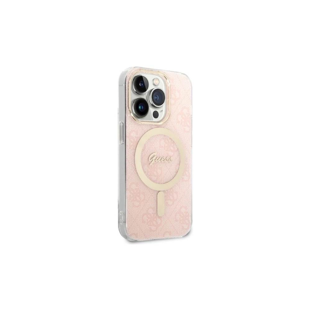 Hurtownia GSM - Sada Guess pouzdro + bezdrátová nabíječka GUBPP14XH4EACSP Apple iPhone 14 Pro Max růžová/pink tvrdý kryt 4G Print MagSafe - GUE2313 - {ean13} - Hurt