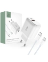 Încărcător de rețea Tech-Protect C20W Încărcător de rețea cu 2 porturi PD 20W QC 3.0 + Cablu USB-C Alb