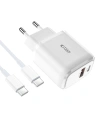Hurtownia GSM - Încărcător de rețea Tech-Protect C20W Încărcător de rețea cu 2 porturi PD 20W QC 3.0 + Cablu USB-C Alb - THP1621 - {ean13} - Hurt